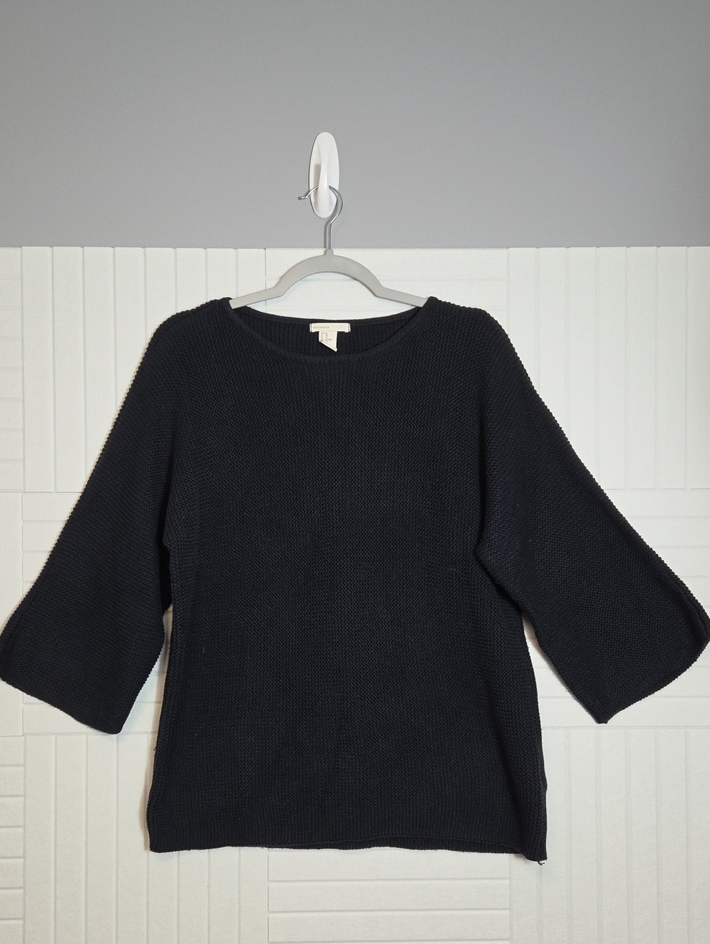 H&M Elevated Basic Sweater Blue-Black Wide Sleeve Size XS